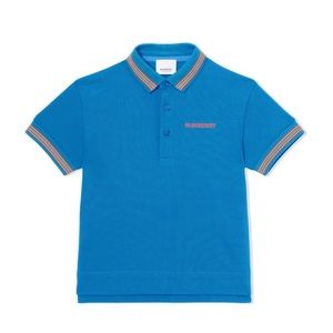 Burberry Icon Stripe Short Sleeve Polo Shirt, Size 4t (104 cm), color blue